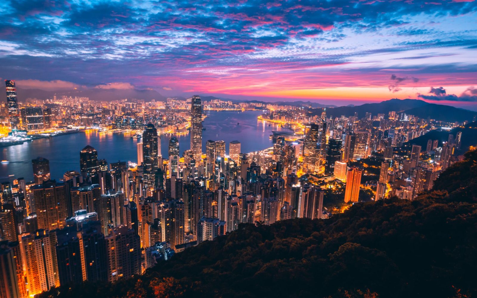 skyline view of Hong Kong