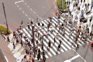 people crossing the street in japan