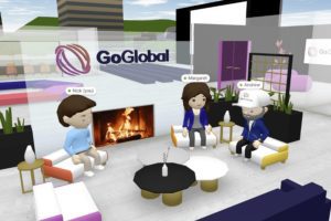 three avatars sitting in a virtual office of an employer of record company