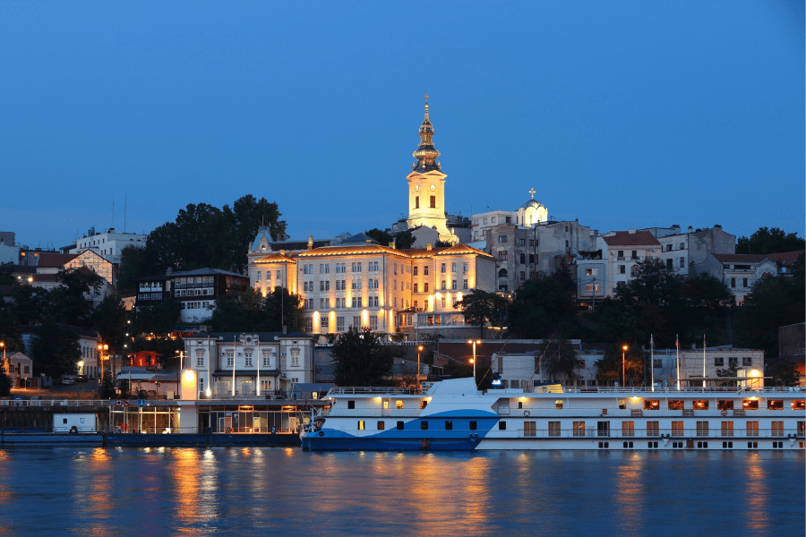 night view of capital city Belgrade, Serbia