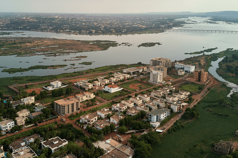 Aerial view of niarela Quizambougou Niger Bamako Mali